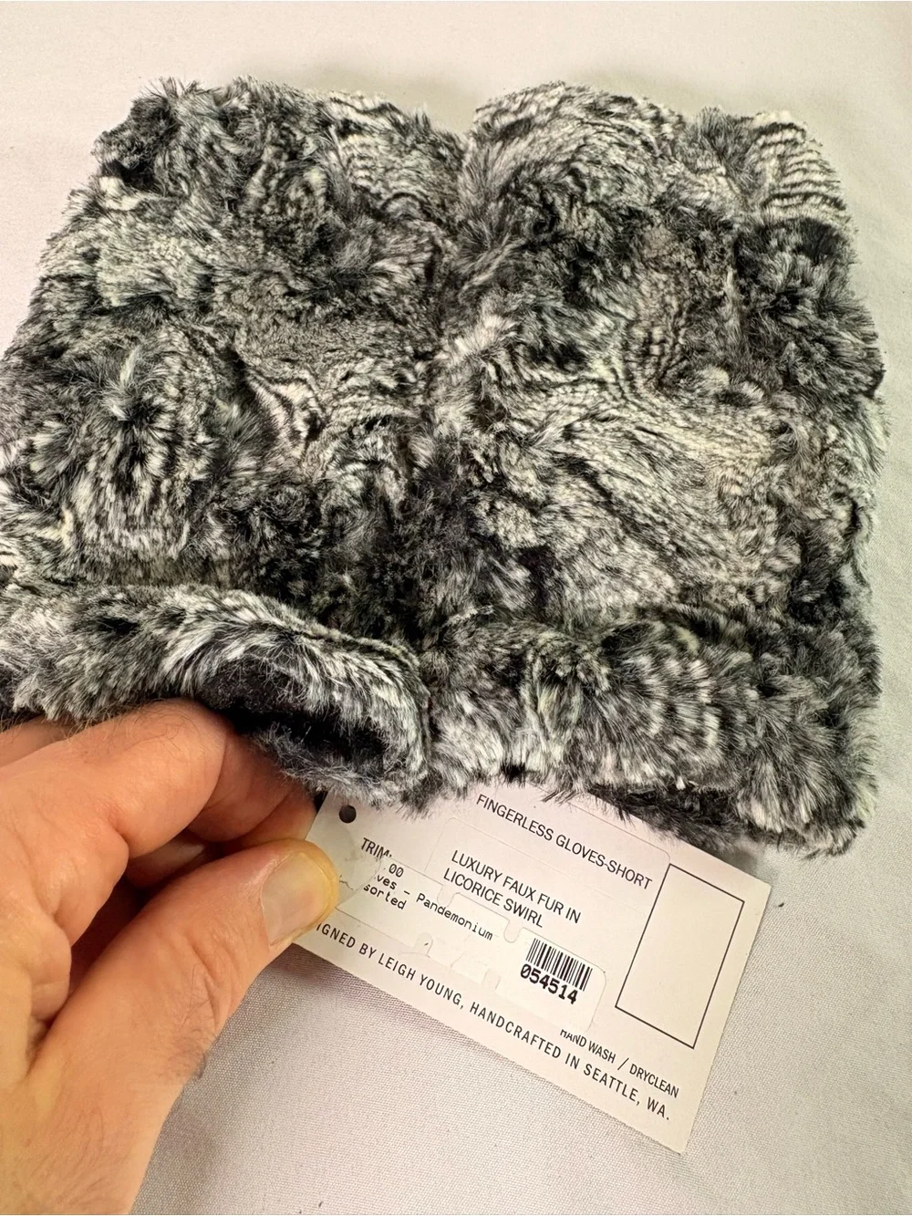 Fingerless Faux Fur Kids Gloves - Licorice Swirl(bc14)